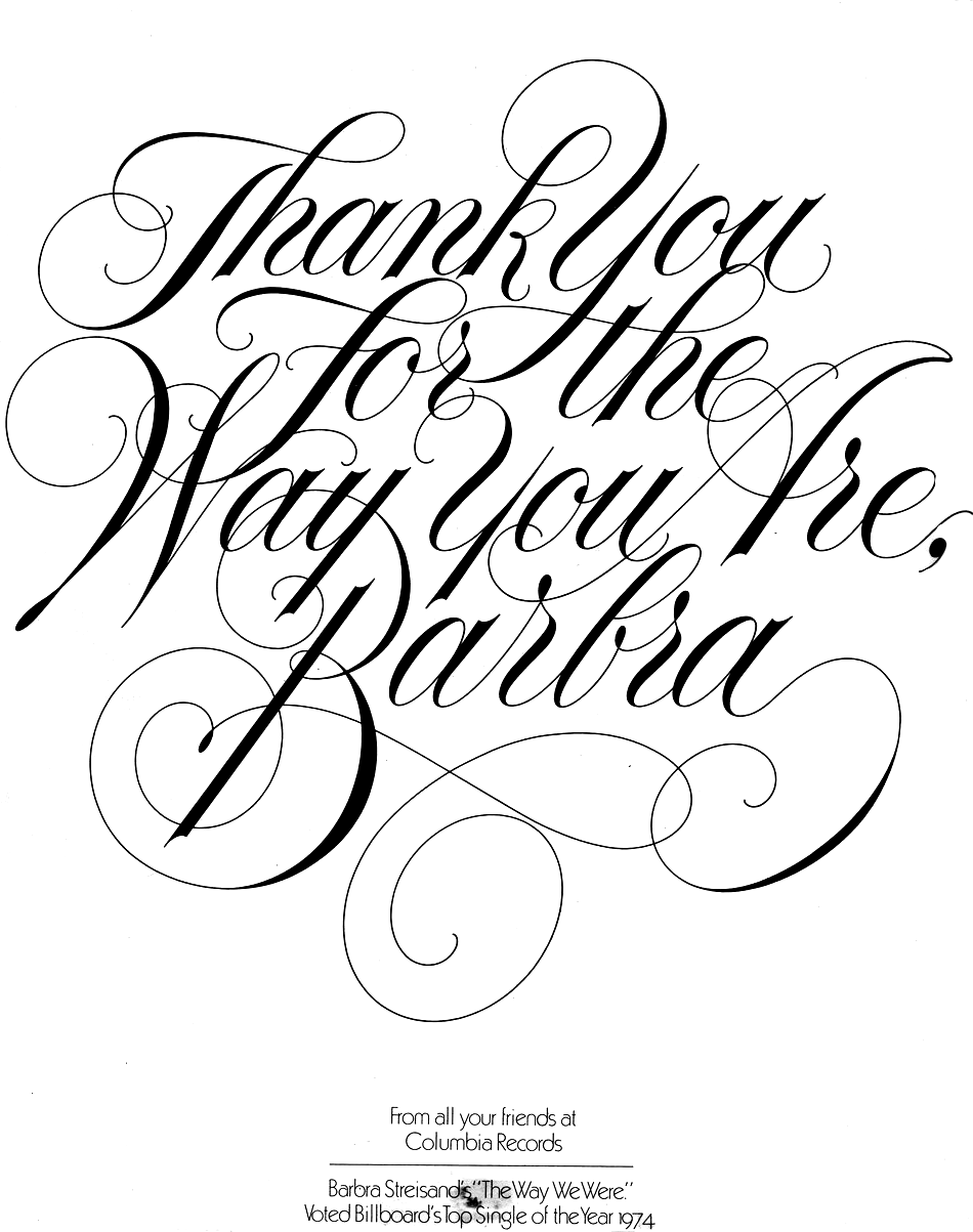 Congratulatory ad to Barbra Streisand for The Way We Were single.