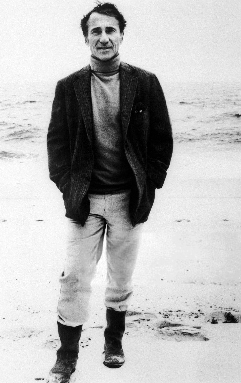 Arthur Laurents on the beach. Photo of Arthur Laurents on the beach.
