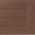 Brown wooden panel with horizontal grooves and a narrow darker wood strip on the right