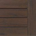 Wooden cabinet drawers with a dark brown finish and horizontal panels