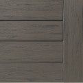 Close-up of a gray-brown wooden plank surface with horizontal boards and visible grain.