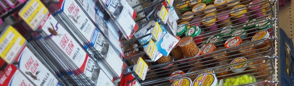 Fishing supplies, lures, bait, and more.
