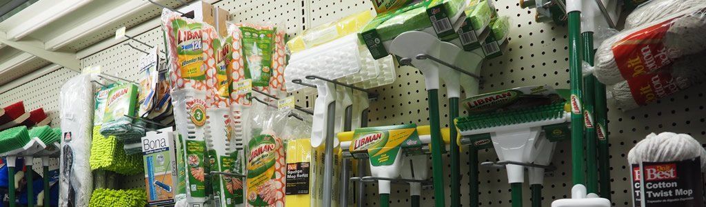 household items like mops and brooms