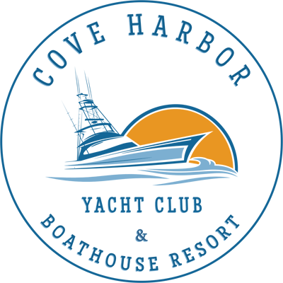 A logo for cove harbor yacht club and boathouse resort