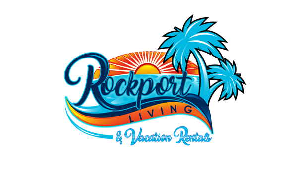 A logo for rockport living and vacation rentals