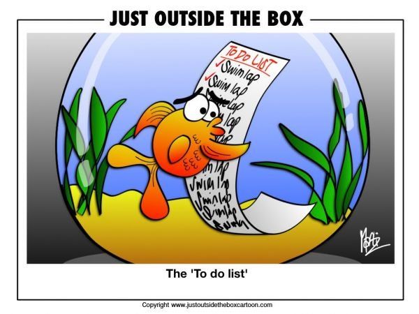 cartoon of a goldfish in a bowl