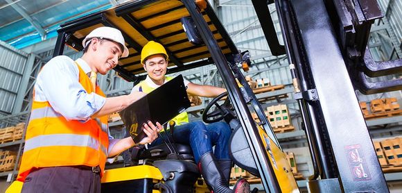 A Man Discussing With the Contractor — Staten Island, NY — General Forklift