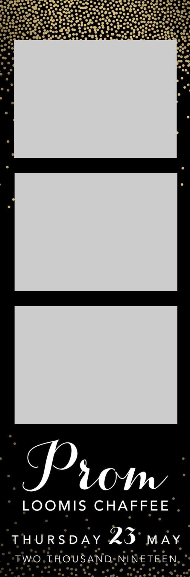 Black poster with three gray rectangles and white script text reading “Prom” and “Loma...” at the bottom.
