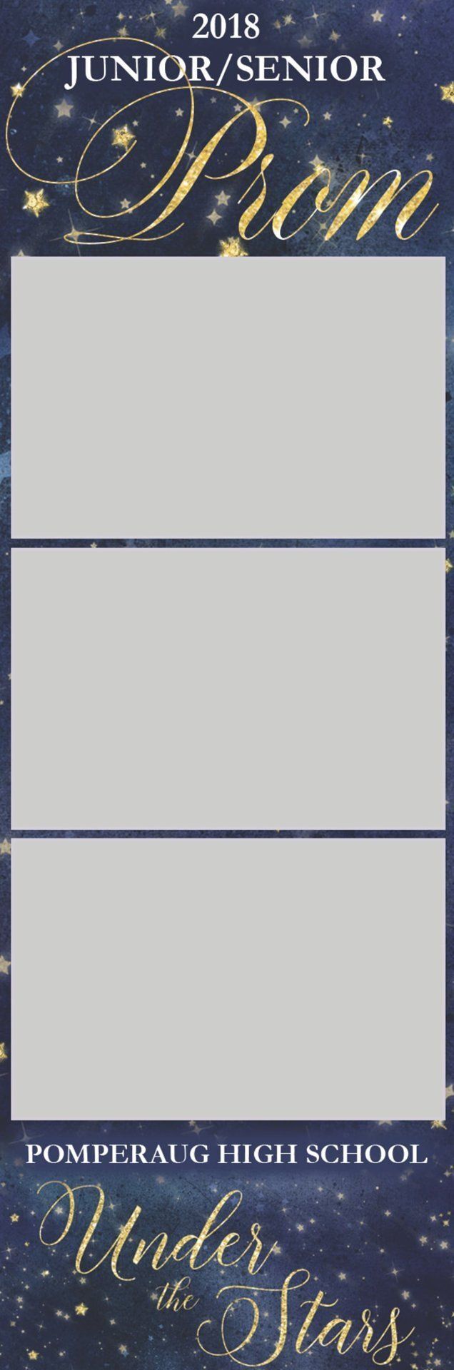 Blue floral school journal cover with three blank panels and gold script reading “From Under the Stars”