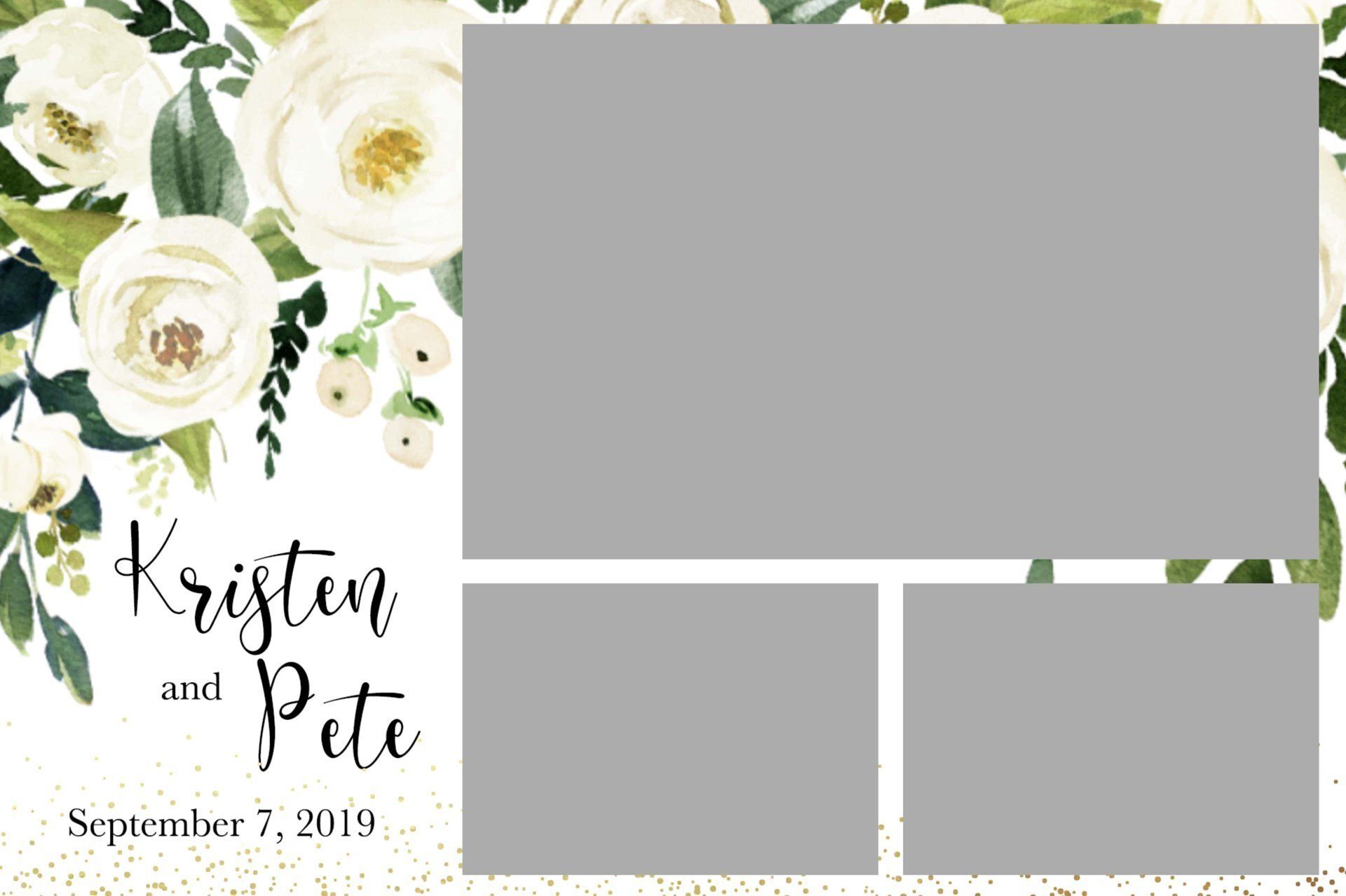Floral wedding photo collage template for Kristen and Pete, September 7, 2019