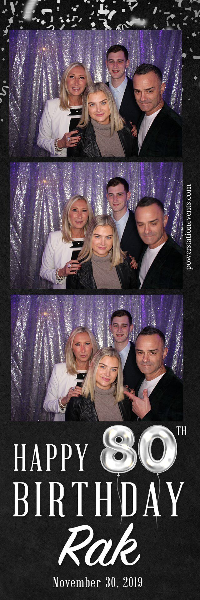 Collage of three party photos with a birthday cake and text reading “Happy 60 Birthday Rak”