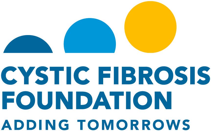 Cystic Fibrosis Foundation logo with blue, teal, and yellow circles above the text “ADDING TOMORROWS”
