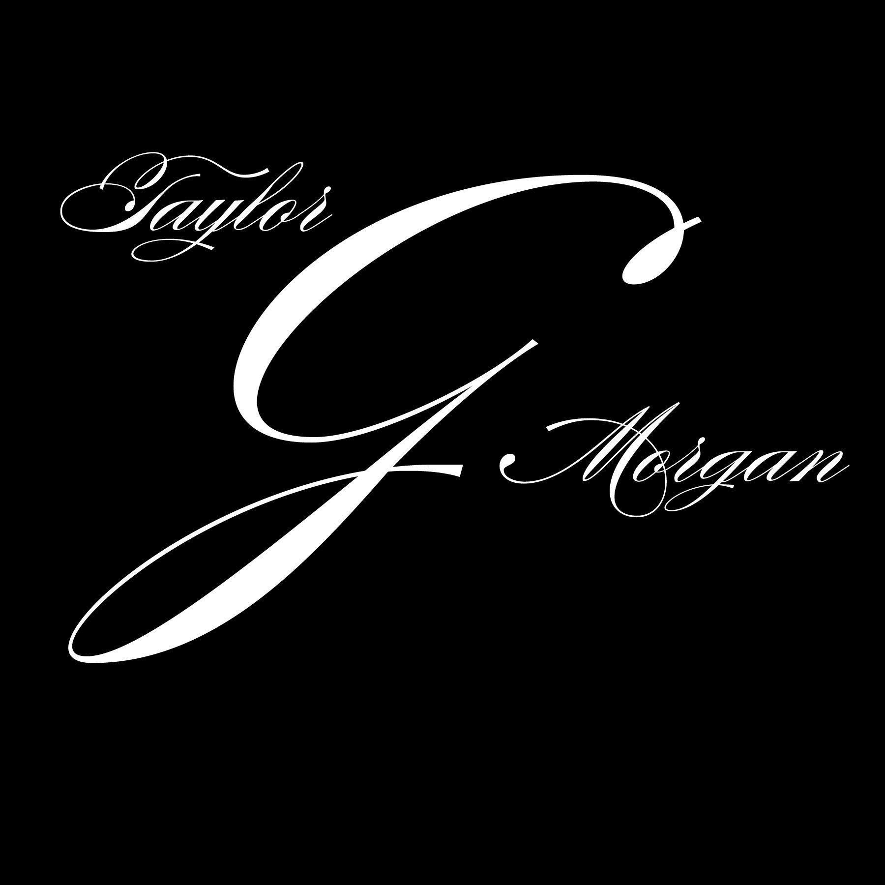 White cursive names “Taylor C Morgan” on a black background.
