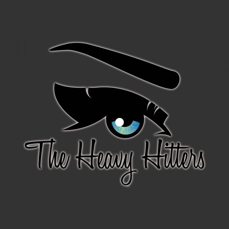 Logo with stylized eye and eyebrow above “The Heavy Hitters” on a dark gray background