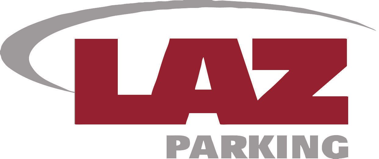 LAZ Parking logo in red and gray on a white background