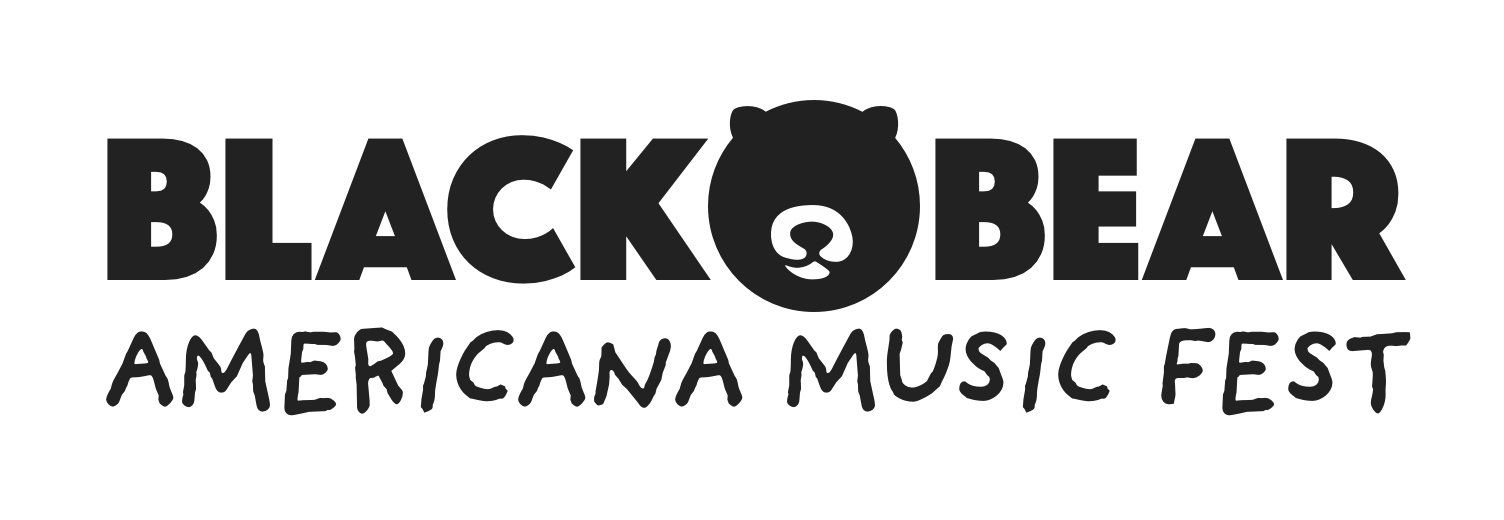 BLACK BEAR Americana Music Fest logo in black with a bear face icon and gray text on white background