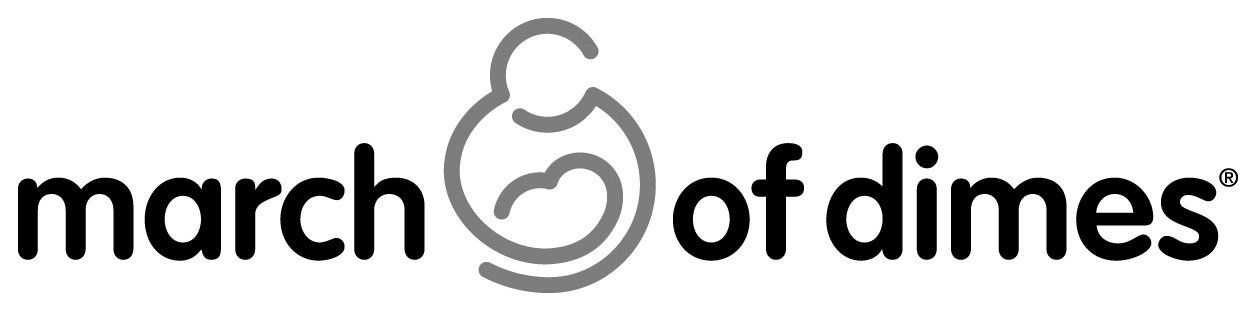 March of Dimes logo with black text and a stylized baby icon in gray