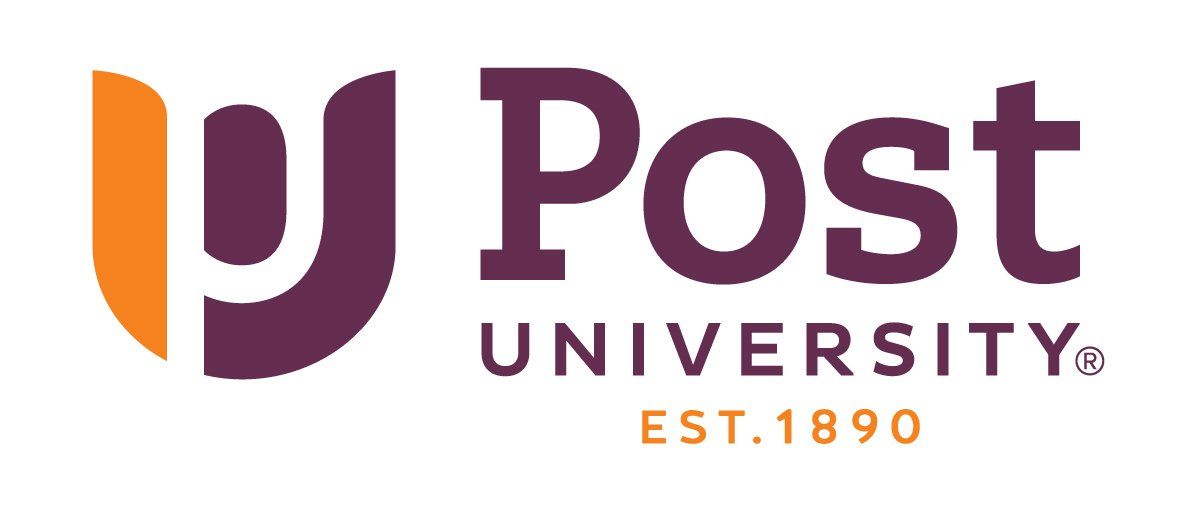 Post University logo in purple and orange with “Est. 1890” text