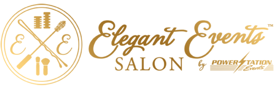 Elegant Events Salon logo in gold with crossed fork and spoon emblem and Power Station branding