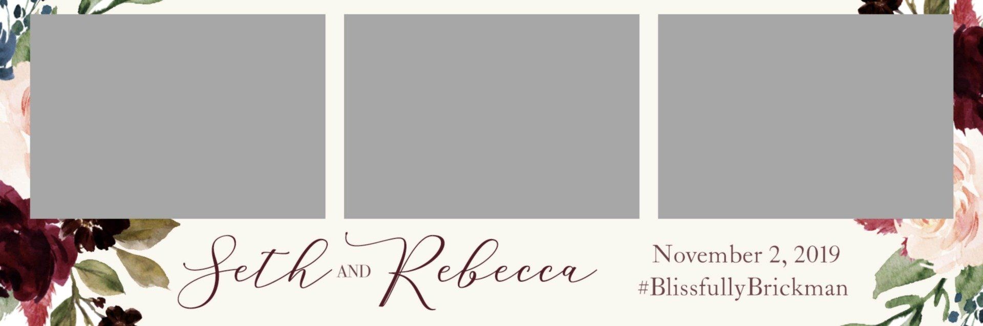 Floral wedding invitation banner with three photo placeholders and script names, dated November 2, 2010.