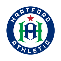 Hartford Athletic circular logo with blue, green, and red monogram and star