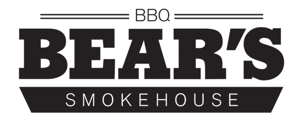 BBQ BEAR'S Smokehouse logo in black and white with bold lettering