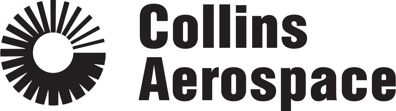Collins Aerospace logo in black with a circular sunburst icon on a white background