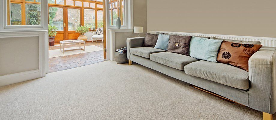 a cream carpet in a living room