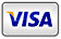 A blue Visa logo with a stylized yellow leading edge inside a gray rectangular border.