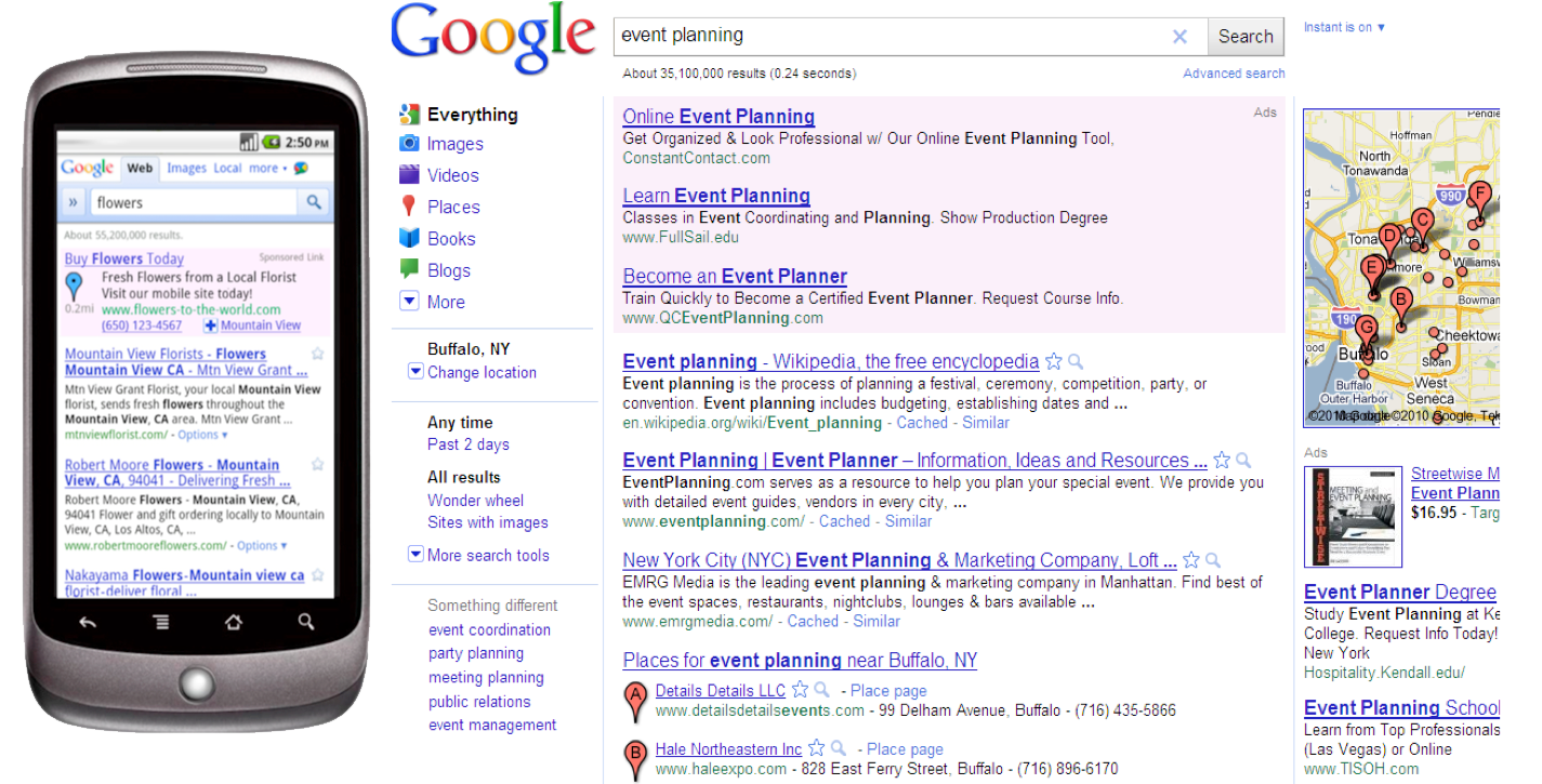 Smartphone and Google Search Results