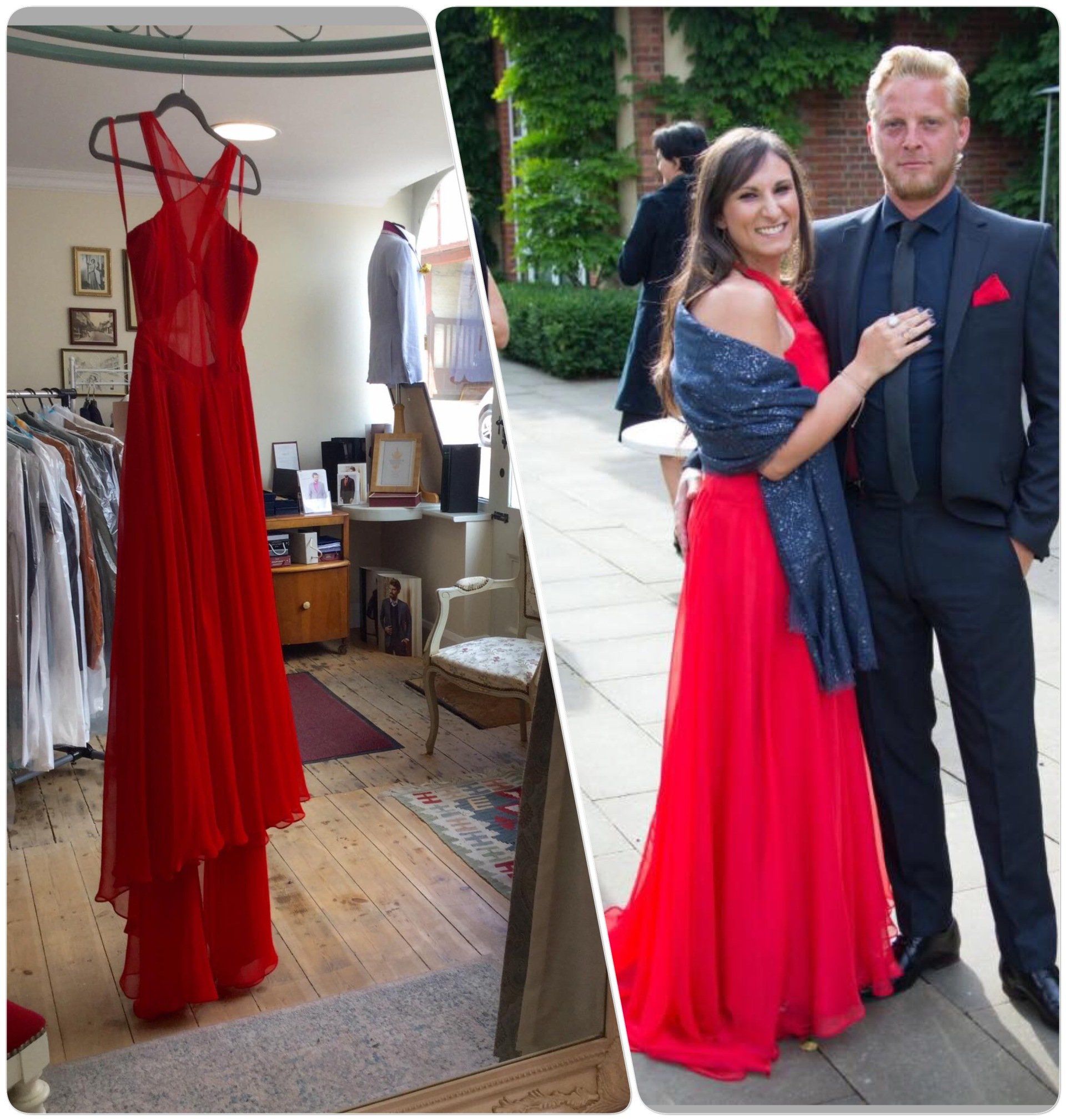 Client wearing her dress altered by Cut A Dash Evening dress alteration