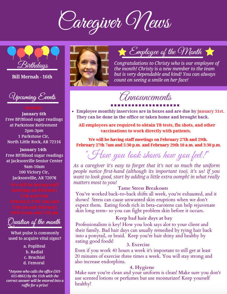 January 2019 Newsletter