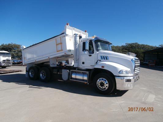 large white dump truck