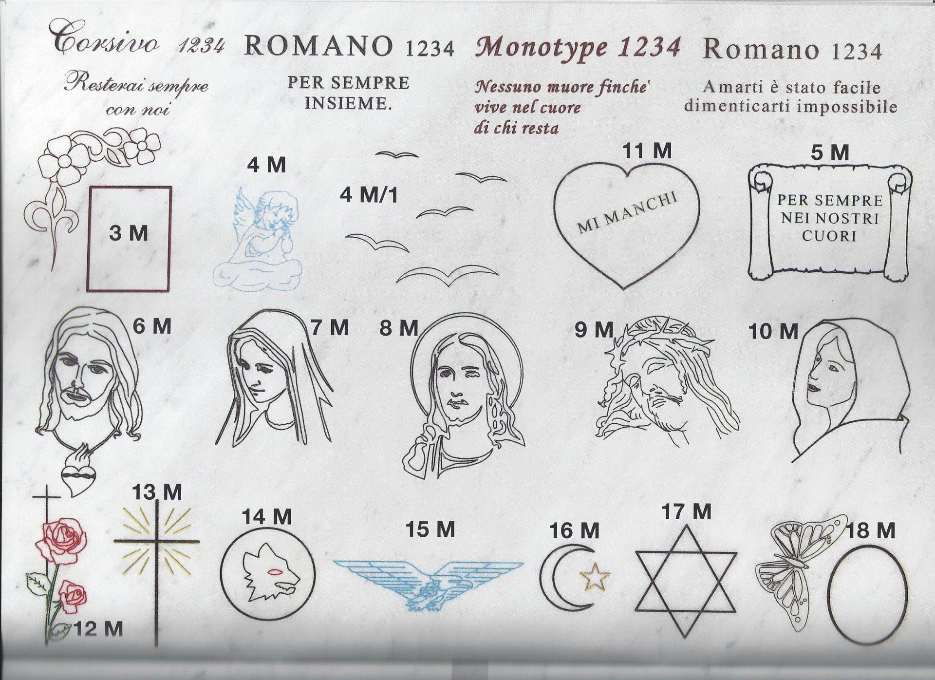 disegni e stili per lapidi cimiteriali