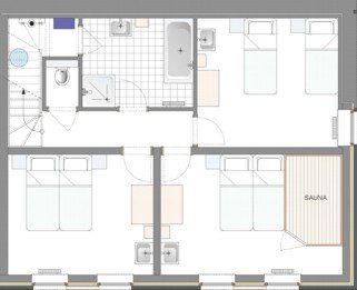 plattegrond van huis met sauna