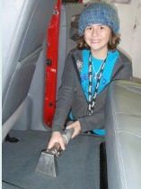 Person cleaning the interior of a vehicle