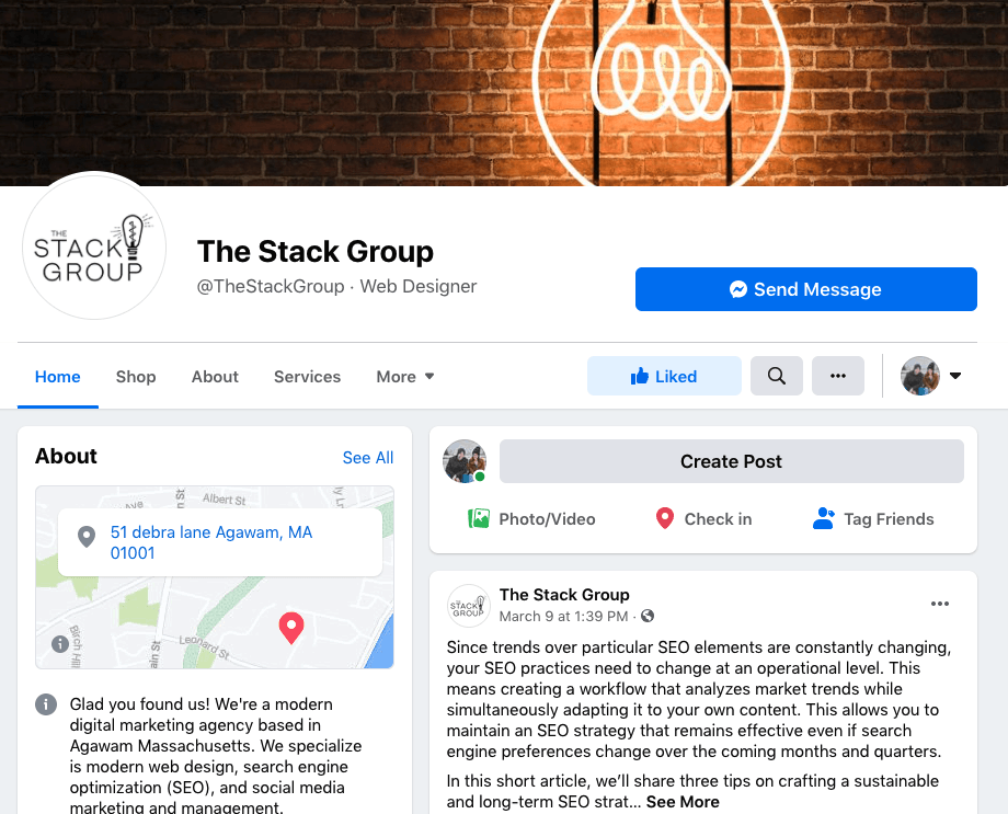 facebook business page design