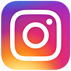 A purple and orange instagram logo with a white circle in the middle