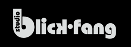 Ein schwarz-weißes Logo für Studio Blick Fang