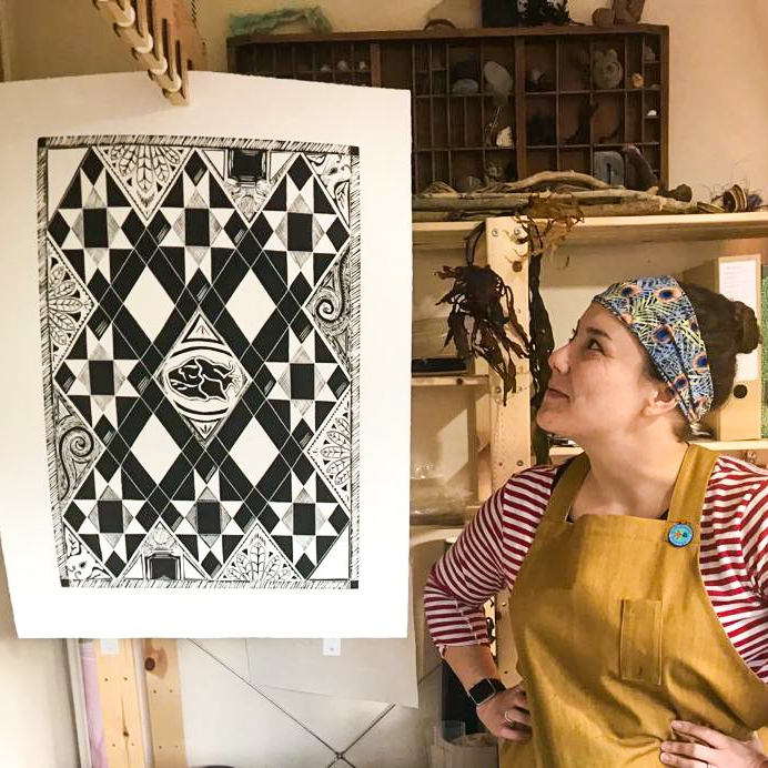 Personalised Custom Victorian Period Style Linocut Print Hannah Cantellow Studio The Wiltshire Printmaker Blog Just a Card
