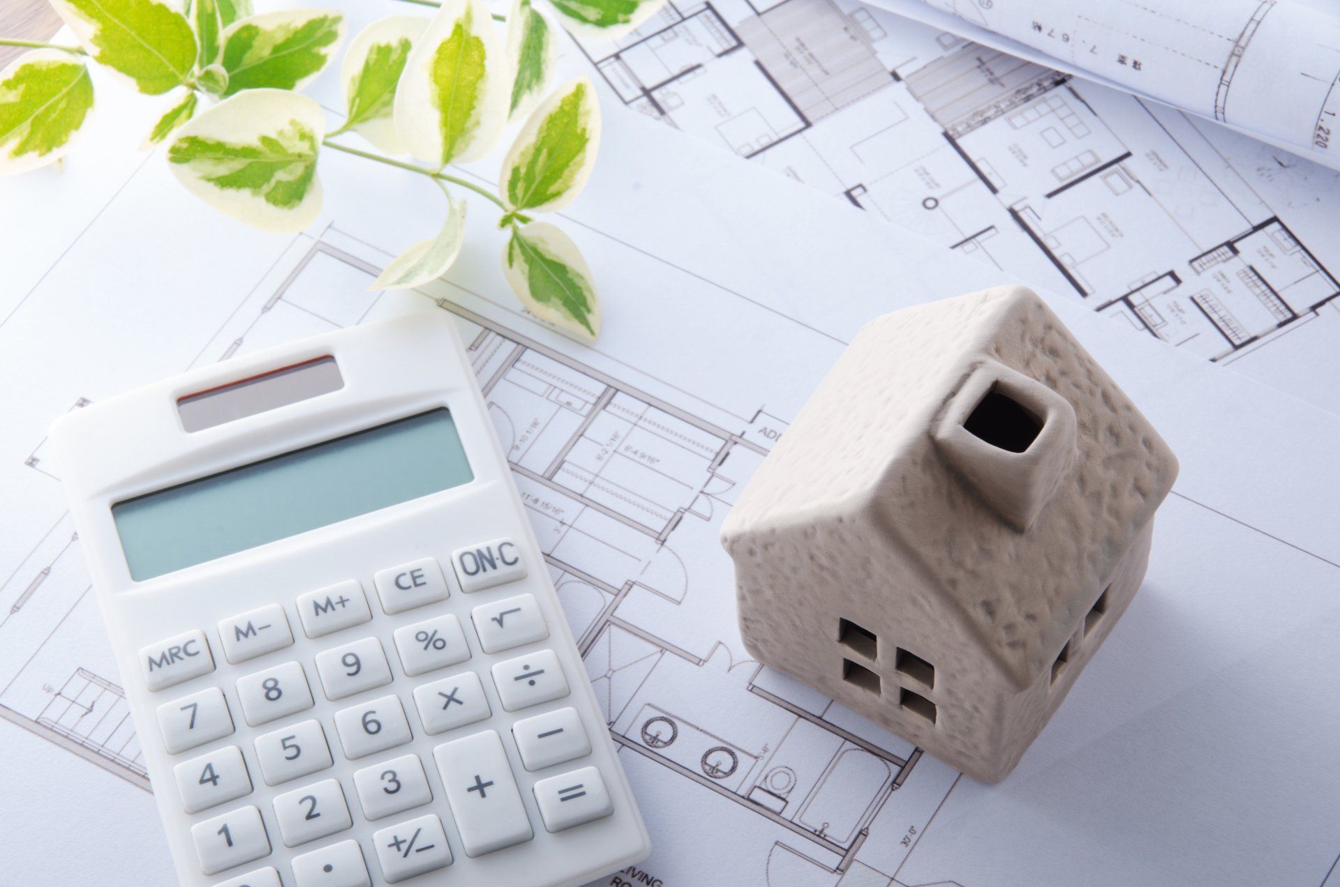 calculator and toy home
