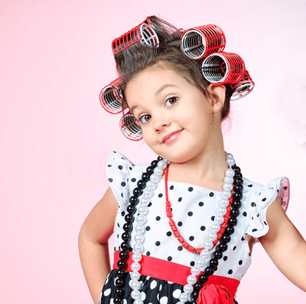 a small girl looking