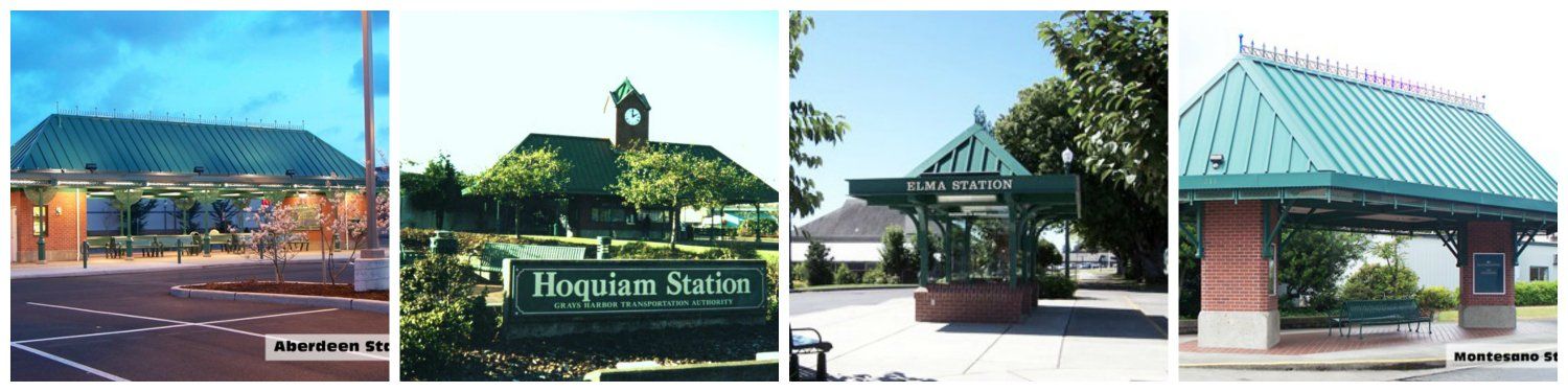 A collage of four pictures of a Park and ride lots