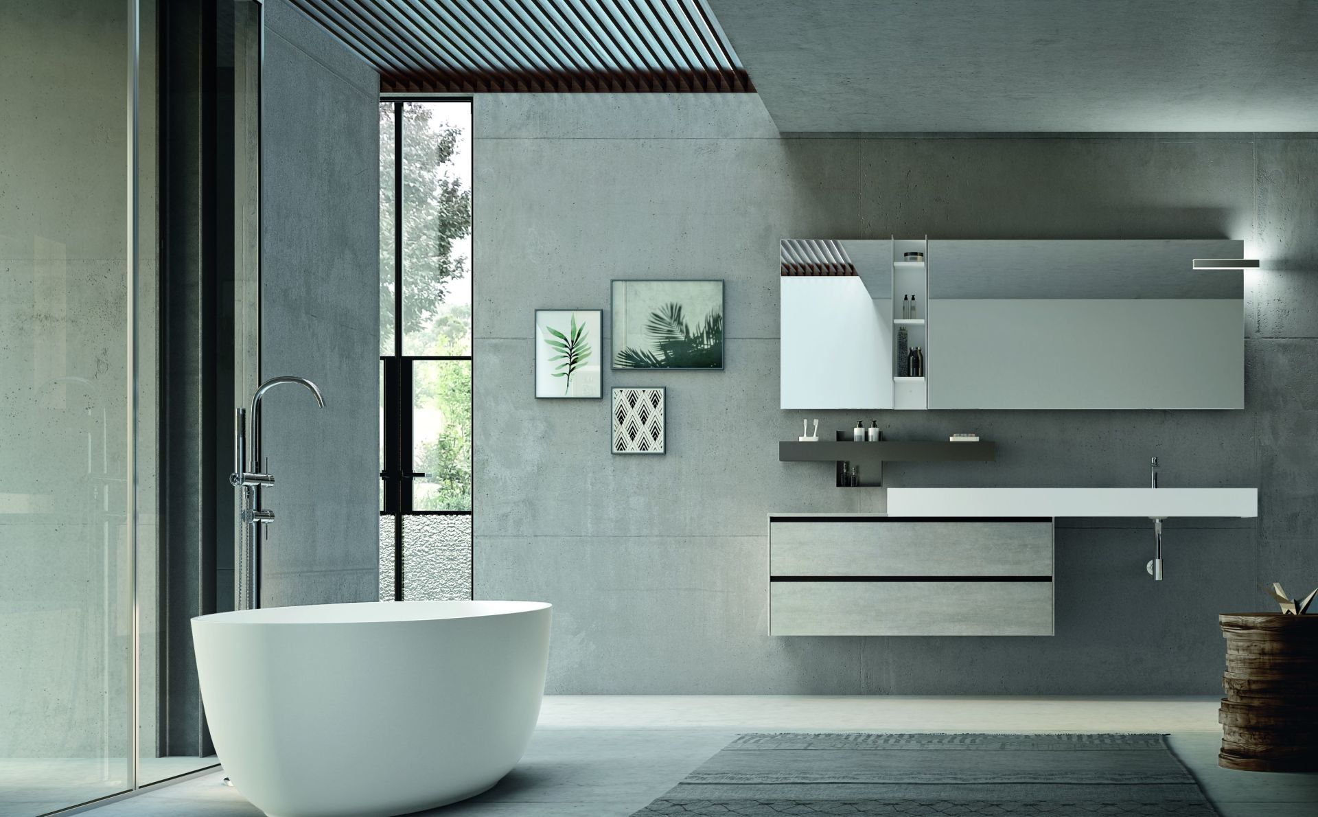 Mobile da bagno moderno e vasca da bagno