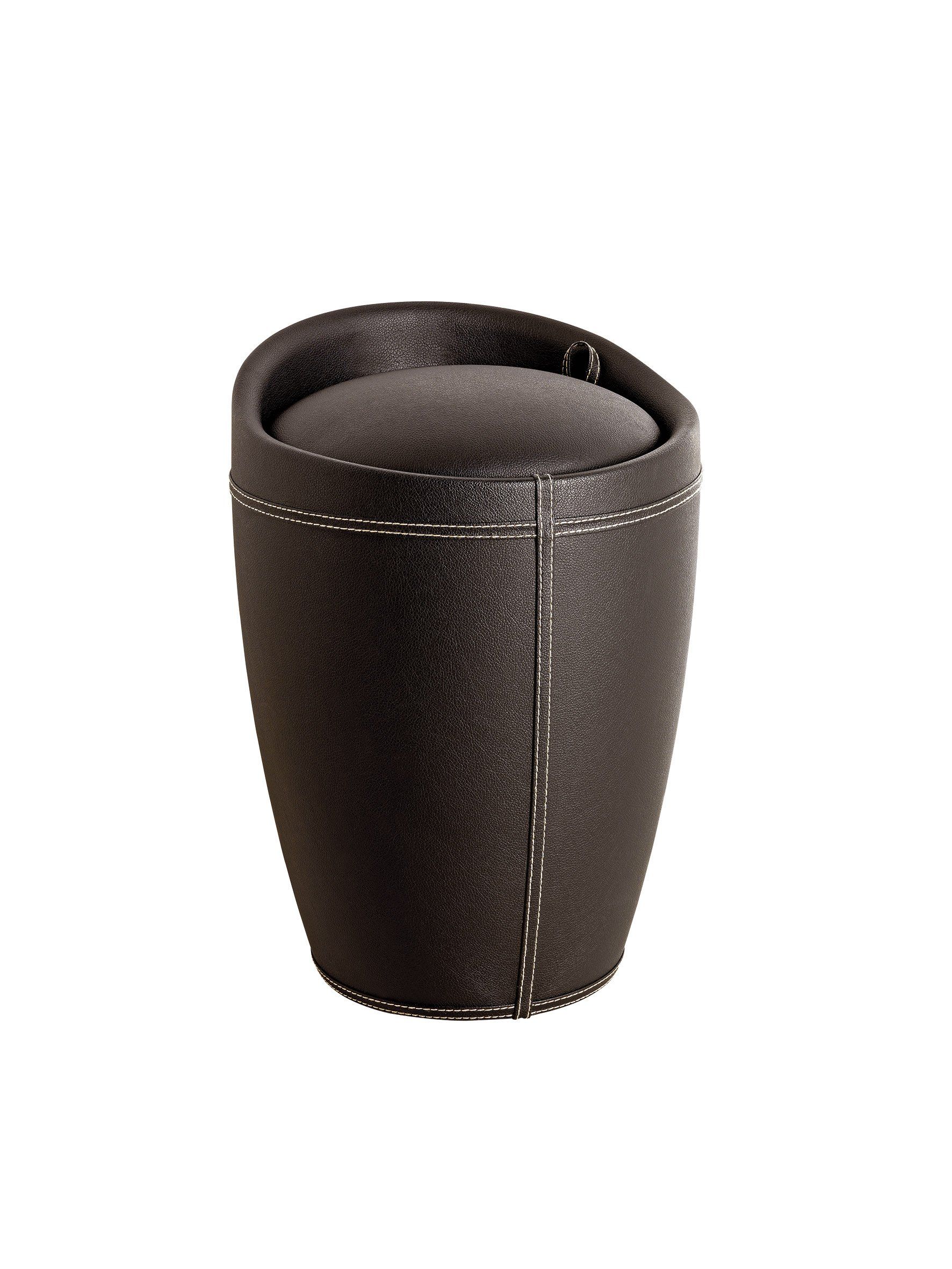 Sgabello in vera pelle marrone