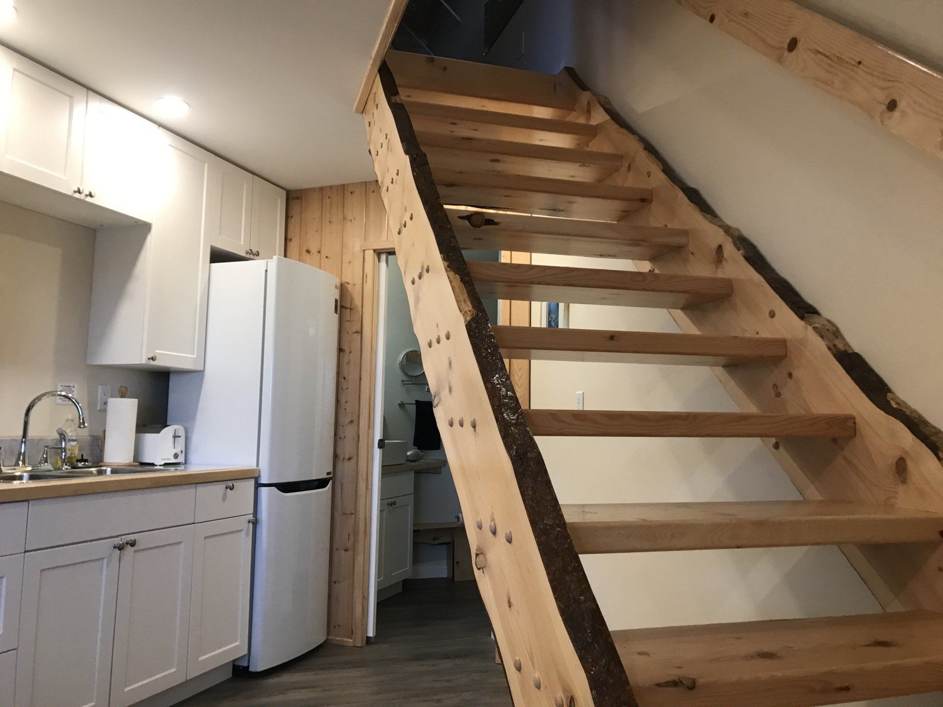 Live Edge Kitchen and Staircase