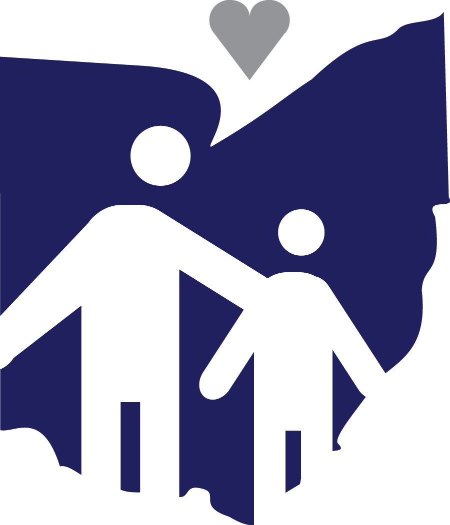 A silhouette of two people holding hands with a heart above them