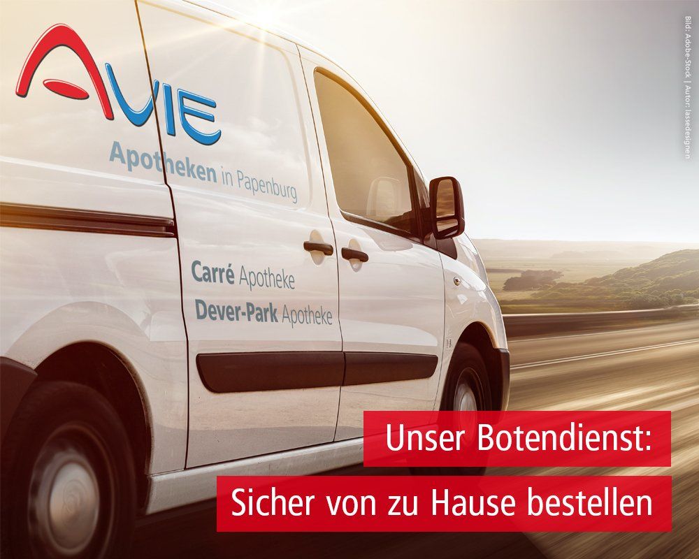 Ein weißer Lieferwagen mit dem Wort Avie darauf