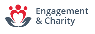 Ein Logo für Engagement und Wohltätigkeit mit Herz und Händen.
