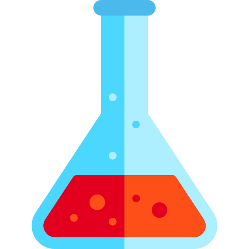 A beaker filled with red liquid free icon
